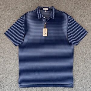 Peter Millar Summer Comfort men’s Large Navy and White Striped Polo Golf Shirt